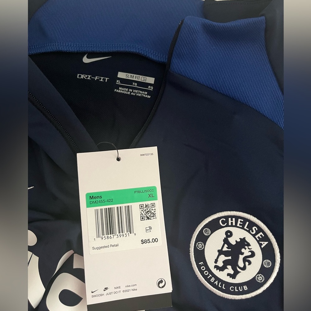 Nike Exclusive Chelsea Dri-Fit Strike Drill Stretch Active Top sz XL Navy/White - Picture 12 of 14